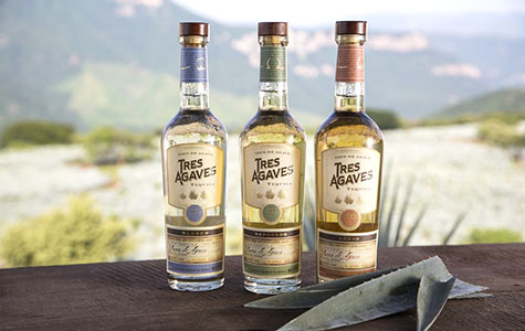 Three bottles of Tres Agaves tequila